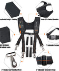 Tool Belt Suspenders For Men Nail Bag And Construction Tool Bag harness with EVA padding, adjustable straps, and metal hardware.