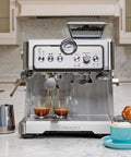 Barista Grade Home Espresso Machine With 9 Bar Pressure Automatic Coffee Maker Manual Tamper Auto Cleaning Built In Bean Grinder Milk Steamer And Frother Brews Cafe Style Cappuccino And Latte At Home on kitchen counter