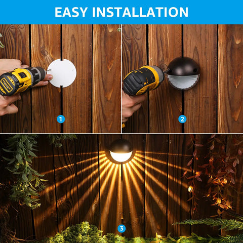 Installation of Unique Rays LED Low Voltage Deck Lights For Outdoor Living 12V Landscape Step And Fence Light Aluminum 3000K Warm White