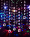 8 Pack Mini Disco Ball Garlands Silver Mirror Balls Hanging Banner Silver Streamer Curtains for party backdrop and decor