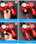 Steps for replacing filter in Three Eighths Inch NPT Air Filter And Pressure Regulator With Water And Oil Trap Separator Combo And Gauge 0 To 150 PSI For Air Tools And Compressors Manual Drain AC3010 03M