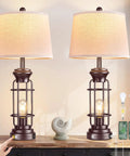Set Of 2 Farmhouse Style Table Lamps For Living Room And Nightstand, 28 Inch Dimmable Touch Lamps In Oil Rubbed Bronze Finish