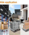 Heavy Duty Steel Panel Cart In Light Gray offers rust resistant powder coating, loaded with boxes for warehouse material handling.