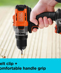 Person using 20V Max Cordless Drill Driver With Battery And Charger Included Powerful Torque For Screwdriving And Drilling on deck