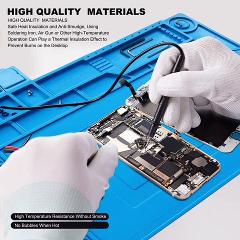 Pro Grade Heat Resistant Solder Pad with Anti Static Magnetic Silicone Large Workbench Pad with Built In Scale for repairs