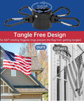 Tangle-free design of 10 Ft In Ground Flag Pole Kit With Five Prongs Base, Heavy Duty Rust Resistant Steel, Easy Assembly, Built To Last.