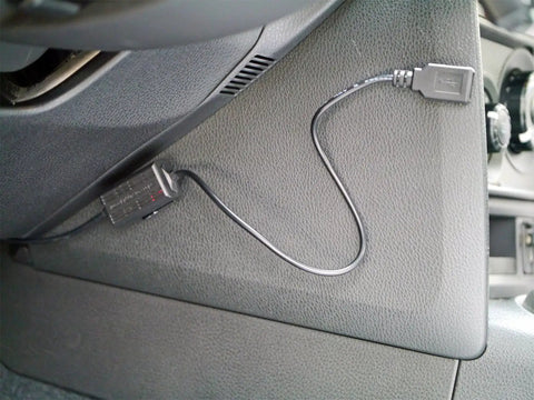 Rig Ready Hardwired Usb A Car Charger Cable Kit With Direct Wire Harness Powers Dash Cams And Gps Units installed in vehicle.