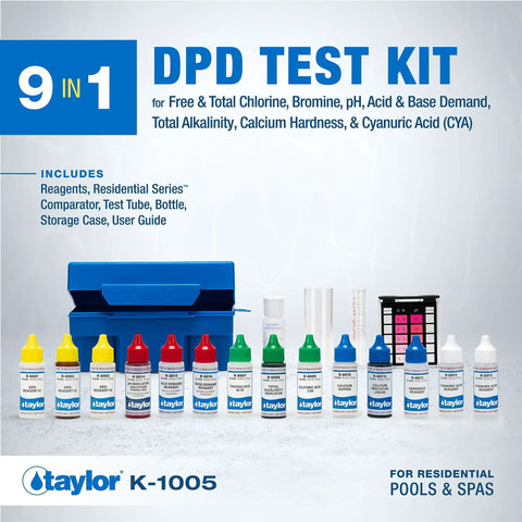 Top Shelf Dpd Pool And Spa Water Test Kit With Nine Core Parameters For Quick Chlorine Bromine Ph Testing Plus Nifty Storage Bin