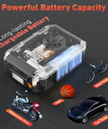 Cordless Tire Inflator With Pressure Gauge, Portable Air Pump For Bike Car Motorcycle Tires with battery capacity and icons