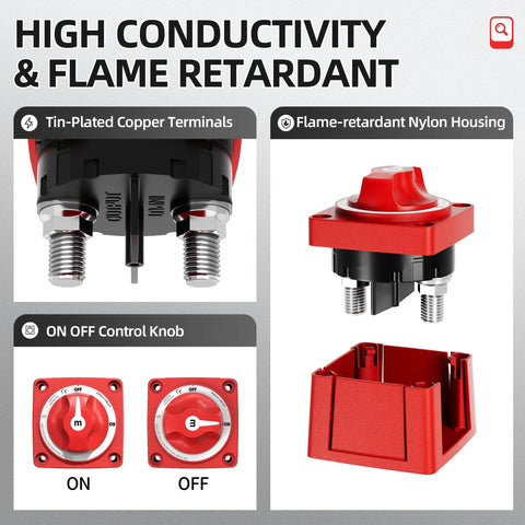 Beefed Up Battery Switch With Heavy Duty Aluminum Bracket For Boats And RVs, 12V-48V 300A Waterproof Battery Disconnect details
