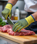 Yellow Medium Kevlar Knit Cut Resistant Work Gloves For Tough Jobs ANSI Rated Hand Protection From Glass Sheet Metal And Sharp Objects Heavy Duty Safety Gear You Can Trust in use cutting meat