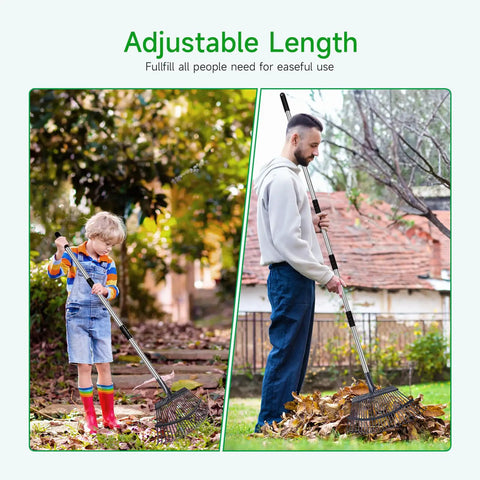 Heavy Duty 72 Inch Expandable Leaf Rake With 25 Reinforced Tines And Stainless Steel Handle 18 Inch Wide Garden Rake For Lawn Cleanup Yard Debris Leaves Park Maintenance Workhorse Easy To Use
