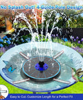 3.5W Glass Panel Solar Fountain With RGB Night Show, Anti Drift Fixer, And 7 Nozzles, Bird Bath Fountain in garden pond