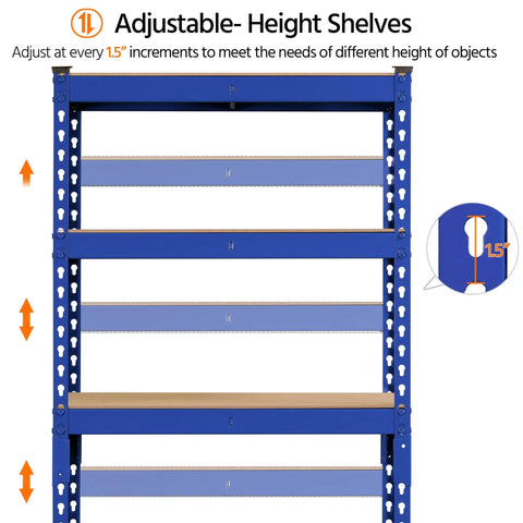 Heavy Duty 3 Pack 5 Tier Metal Storage Shelves For Garage Featuring Fully Adjustable Modular Frame In Bright Blue To Flex Your Storage Game Without Any Extra Effort Today