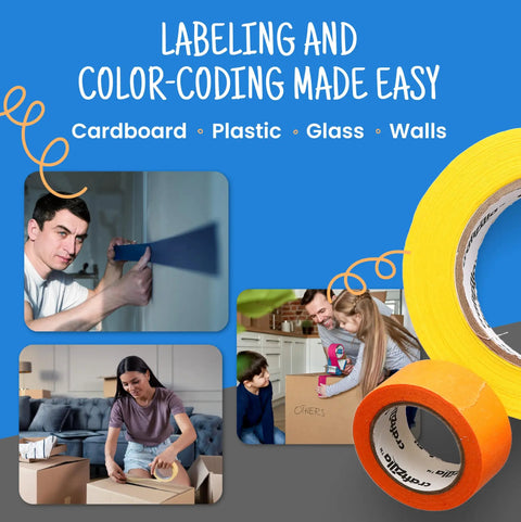 Rainbow Duct Tape Bulk Pack Six 2 Inch By 10 Yard Rolls Heavy Duty Craft Tape for labeling and color-coding on various surfaces