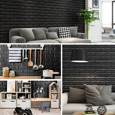 Living room with Pink 3D Wall Panels Set, Peel and Stick Self Adhesive Foam Brick Wallpaper for Interior Walls, modern decor.