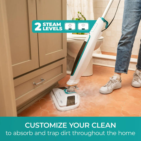 Straight Up Heavy Steam Mop For Sanitizing Sealed Hardwood Tile And Vinyl Floors With Chemical Free Deep Cleaning Power in use.