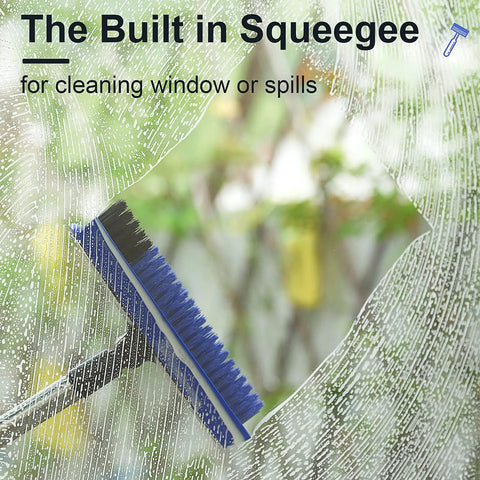 2 In 1 Floor Scrub Brush Grout Scrubber With Long Adjustable Handle Up To 58 Inches 120 Degree Rotatable Grout Cleaner V Shaped Corner Brush For Tough To Reach Areas No Bending Cleaning Tool For Showers And Tile with built-in squeegee cleaning window