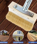 Long Handle Deck Stain Brush With 67 Inch Stainless Steel Extension Pole for wood floors, exterior walls, and fences
