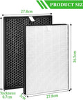Replacement Filter Set For Air Purifier Series 1000 And 1000i With True HEPA Filter And Activated Carbon, product size shown