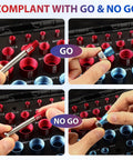 Super Cool 14 Piece Thread Gauge Kit Check Inch And Metric Bolt Nut Sizes Fast With Aluminum Checker Tool For Your Car Or Bike Repair Projects Inside Neat Storage Box, GO NO GO thread test