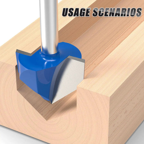 Pack Of 8 Hardcore Professional Carbide Router Bits For 90 Degree V Grooves And Chamfering Woodwork On Plywood cutting through wood.