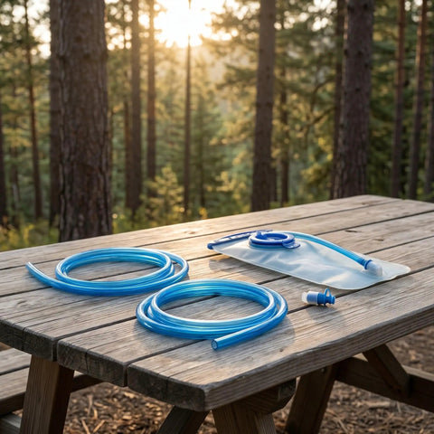 2 Pack Go To Hydration Reservoir Hose Replacement For Water Bladders Soft Flexible Drinking Tube Point Three Nine Inch Outer Diameter on table
