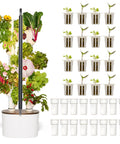 Vertical Hydroponics Garden System For Indoor Growing With Grow Lights Compact Smart Tower displaying 16 plants