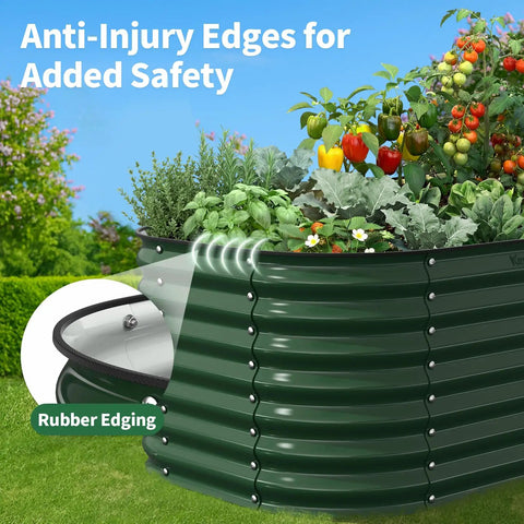 Outdoor Galvanized Steel Raised Bed For Vegetables And Herbs 6 By 3 By 2 Feet 24 Inch Deep Open Bottom Backyard Garden Planter with veggies