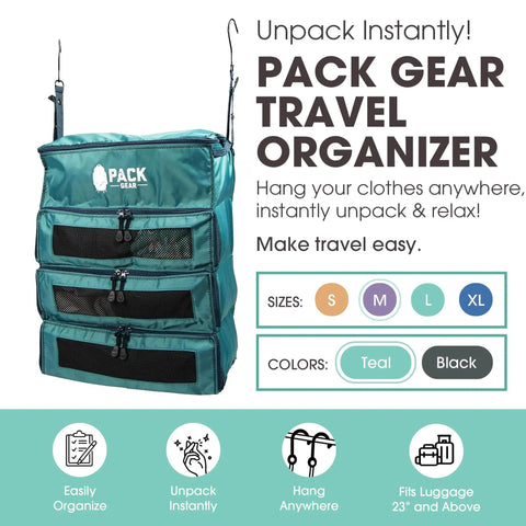 Hanging Carry On Travel Organizer With Mesh Windows For Quick Clothes Access Fits Any Suitcase Medium Size Green Travel Cubes Designed To Maximize Packing Space And Help You Find Everything Fast