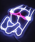 Dimmable Pink Neon Sign For Wall Decor Girls Bedroom LED Light USB Powered Neon Bar Signs For Living Room Party Vibe Man Cave Cute LED Accent Light For Dorm Or Party Space, featuring a unique abstract design in pink and white neon.