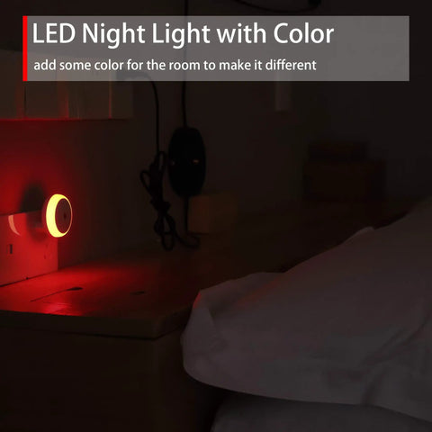 Red Plug In Night Light With Sensor, Diffused Red LED For A Cozy Soft Steady Glow, Energy Efficient Wall Light For Bedroom, Bathroom, Kitchen, Hallway, Kids Room, And Stairs, 2 Pack