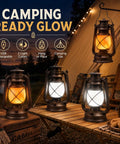 LED Camping Lantern Battery Powered Two Pack With Remote Control Rechargeable Outdoor Hanging Light displayed on table