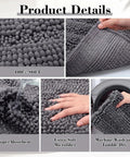 Close-up of chenille bath mat from Totally Must-Have 4 Piece Bathroom Accessories Set with soft texture and washing instructions