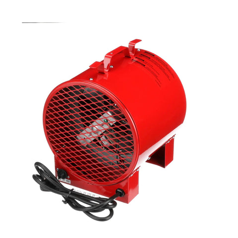 ICH240C Series Heavy Duty Portable Heater for Construction Sites and Job Sites, red fan-forced heater, angled view.