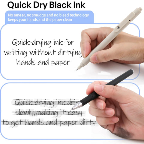 Hands using Beige Aesthetic Gel Pens 5 Pack 0.5mm Quick Dry Black Ink Fine Point Smooth Writing With Comfortable Grip For Work School Home Office Supplies Cute Japanese Stationery For Nurses Must Have