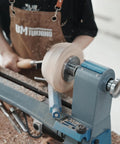 Craftsman using No Nonsense Heavy Duty 4 Inch Steel Wood Lathe Faceplate With 1x8TPI Spindle for woodturning.