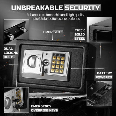 Compact Drop Slot Safe Box With Digital Keypad Lock For Cash Money, Documents, Jewelry, And Valuables, Ideal Home Office Security Cabinet