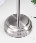 Base of a Freestanding Toilet Paper Holder Stand With Weighted Base In Brushed Chrome Easy Assembly With Included Tools Tip Resistant Design