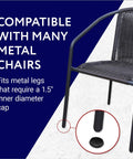 Patio Chair Feet Caps 1.5 Inch Black 32 Pack UV Resistant Plastic Furniture Leg Caps compatible with 1.5-inch legs.