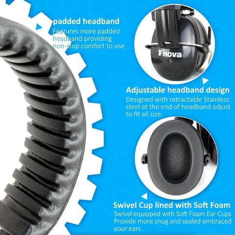 34dB NRR Ear Protection For Shooting And Loud Events Compact Adjustable Safety Ear Muffs with padded headband detail
