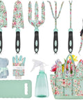 11 Piece Floral Garden Tool Set With Non Slip Handles Heavy Duty Hand Tools Kit Includes Tote Gloves Knee Pad Sprayer And Towel Sweet Gift For Women Moms Birthday