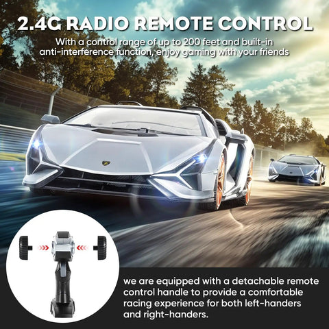 Officially Licensed Lamborghini Remote Control Car One Six Scale Lambo Toy Car With LED Lights 2.4GHz on track with controller inset