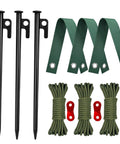 Heavy Duty Tree Stake Kit With 3 Straps, 3 Steel Spikes, And 39 Ft Rope For Young Trees, Windproof Support components displayed