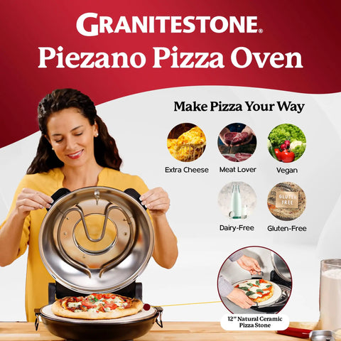 Indoor Electric Pizza Oven With Ceramic Stone For Crispy Crust Pizza Fast Home Pies In Under Six Minutes On A Countertop
