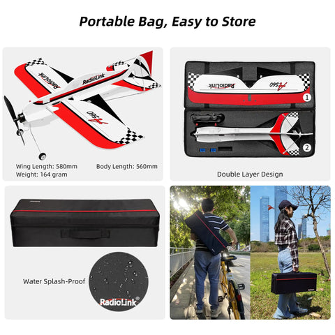 Ready To Fly RC Airplane With 3D Fixed Wing 580mm Wingspan Durable EPP Body 15A ESC Gyro Flight Controller Stabilized With Bag