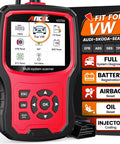 Beefed-Up All-In-One Volkswagen Group OBD2 Scan Tool For Volkswagen Audi Skoda Seat With Battery Registration And EPB Reset OBD11 Code Reader With Full Diagnostics For VAG Cars Up To 2023 Upgraded VD700 showing front view with display and functional buttons