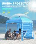 Beach Cabana Sun Shelter 6x6 Ft With Sandbags And Side Wall For Family, Easy Setup, UPF 50 Plus UV Protection, Roof Vent, 4 Person