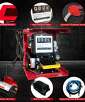 Rig Ready Electric Diesel Transfer Pump Kit With Auto Shut Off Nozzle Mechanical Meter And Long Reach Hoses For No Nonsense Job Site Truck Hustles And Daily Hauler Operations with electric pump, dispenser, and hoses.