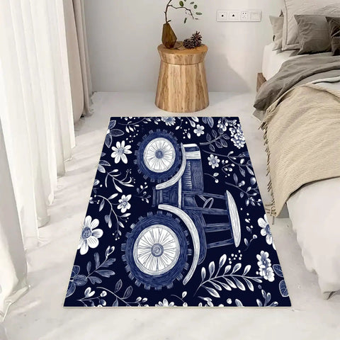 Farmhouse Style Non Slip Tractor Truck Carpet 5X8 Area Rug For Bedroom Living Room And Kitchen Soft 500G Per Square Meter Flannel